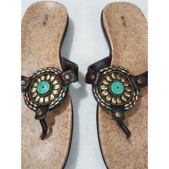APT.9 Women's brown Thong Toe Summer  Sandals Flip Flops SIZE 6 pre-owned - Picture 2 of 7